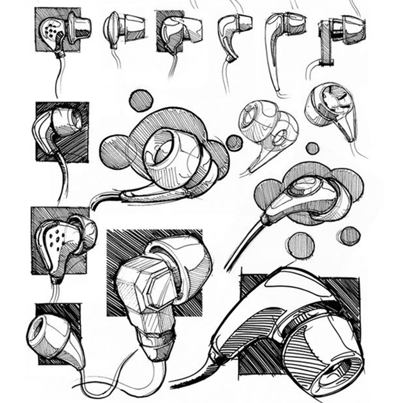 骨传导耳机工业设计草图